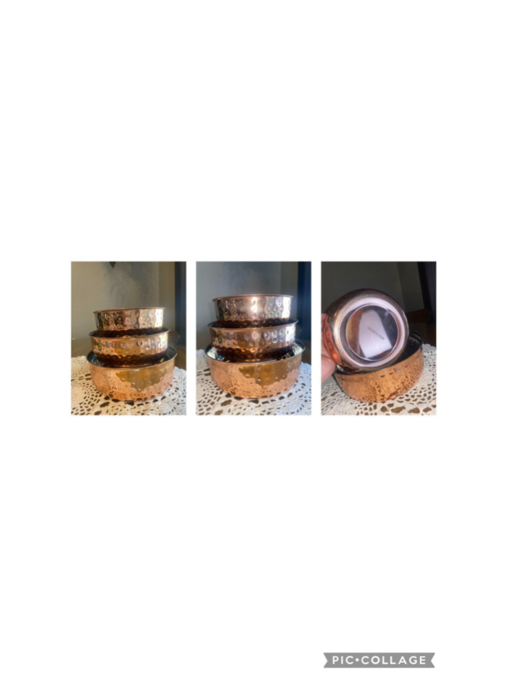 Godinger hammered copper-finished stainless steel serving bowls